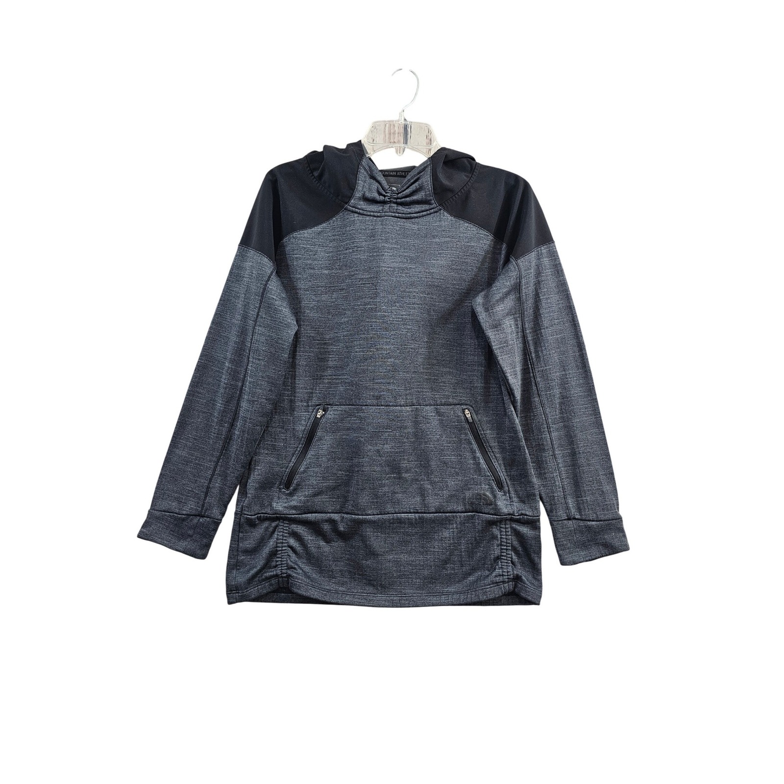 The North Face Mountain Athletic Hoodie Women Medium Grey Black Fleece Pullover